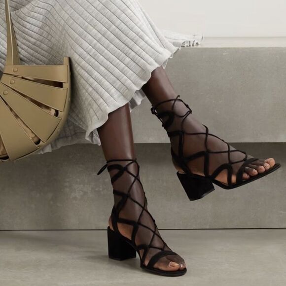 Gianvito Rossi Italian Leather Hydra Sandals Sz 41.5 US 10 Gladiator Black - Picture 1 of 12